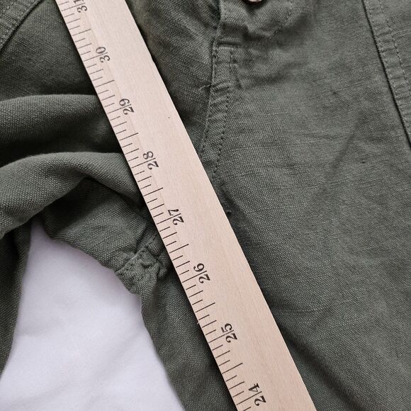 Sundance Rivera Pants 10 Green Straight Leg Linen Cotton High-Rise Button Fly - Picture 9 of 9